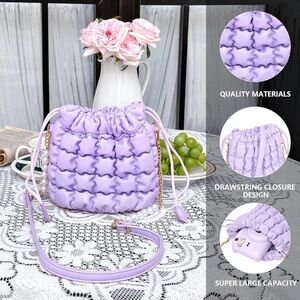 Lavender Quilted Drawstring Bag
